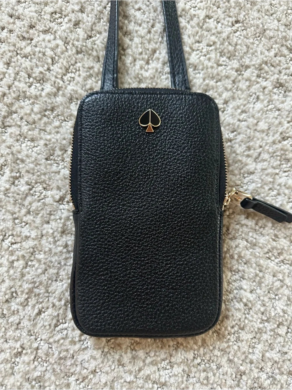 kate spade Black Pebbled Leather Crossbody Phone Pouch